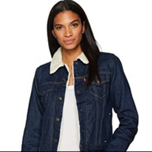 Levi's dark blue sherpa jacket deals